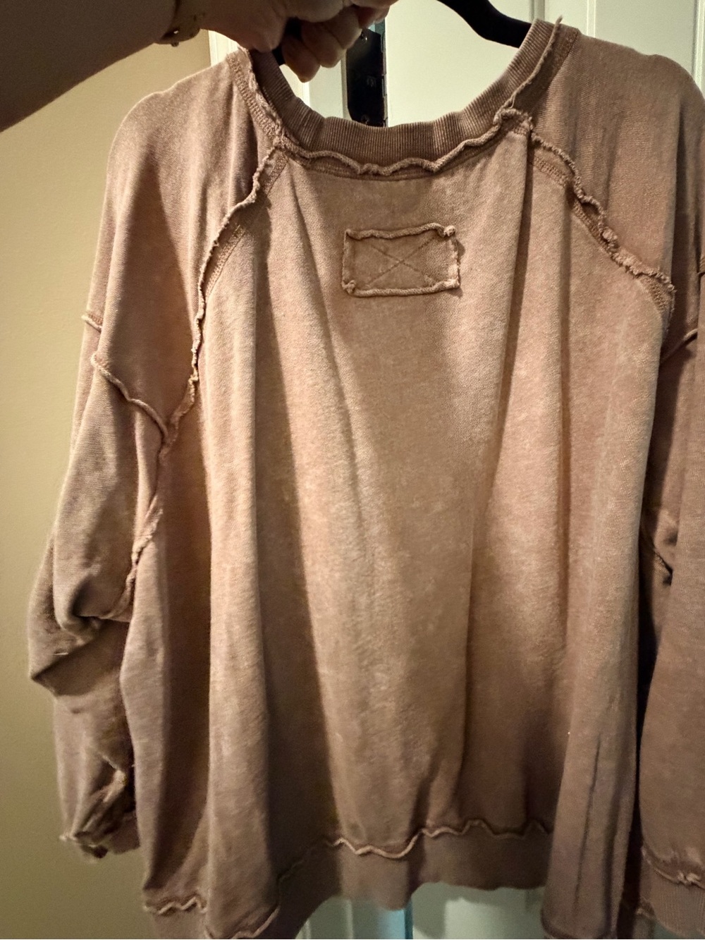 easel Washed Mauve Crewneck Sweater with Floral Peace Sign - Picture 6 of 6